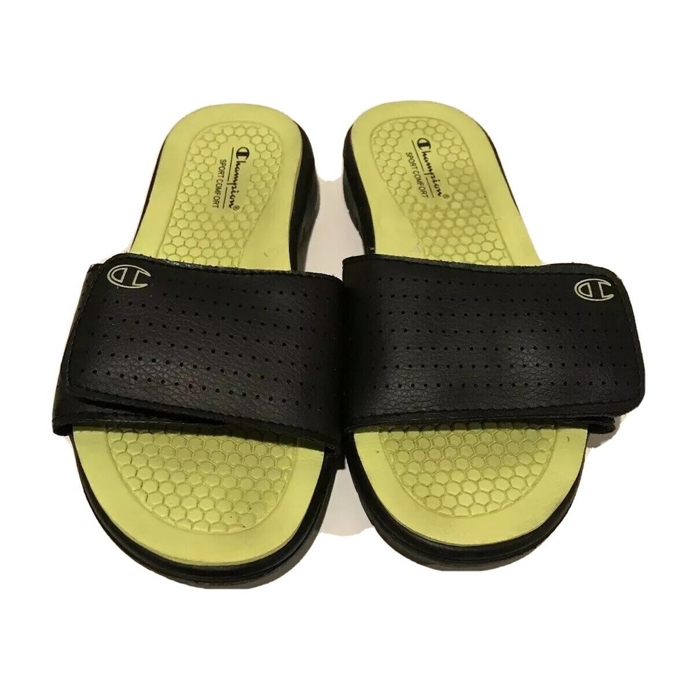 Champion Kids Sandals Slides Comfort Sliders Slip on Sports Black Size 1